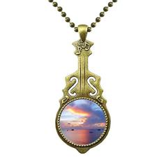 DIYthinker Colar com imagem natural de ciência da água do céu oceano, joia antiga com pingente de música