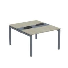 Mesa Plataforma Dupla com Pé de Aço para Coworking 110X140/2P PDC11/14/2P Nogueira Casablanca/Grafito
