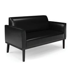 Sofá Namoradeira Com Poltrona Base De Madeira Fixa Preto Marisa Corano Preto D03 - D\`rossi