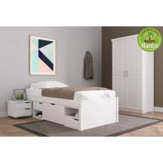 Cama Solteiro Juvenil Multifuncional 2 GV 2 Nichos e Mesa de Cabeceira