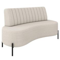 Sofá 2 Lugares 135cm Pés Aço Preto Tamar Z08 Boucle Areia - Mpozenato