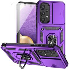 Capa para Samsung Galaxy A35 5G com capa para lente de câmera, película HD, camada dupla, nível militar, testada, anel magnético, suporte, suporte, capa protetora para celular para Samsung Galaxy A35