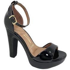 Sandália Meia Pata Vizzano Social Verniz Feminina - Preto - 39