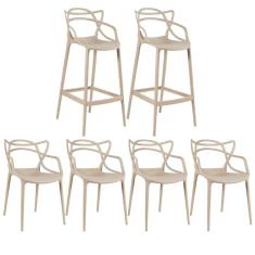 4 Cadeiras + 2 Banquetas Altas Masters Allegra Nude