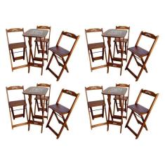 Kit 4 Conjuntos Bistrô Mesa Com 3 Banquetas Dobráveis De Madeira Personalizada Jack - Imbuia