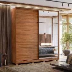Guarda Roupa Casal Belga Ambiente Nogueira Touch Flex Com Espelho E Pés Demóbile - Demartêz
