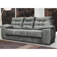 Sofá Luxemburgo 3 Lugares 2,02m Tecido Suede Cinza