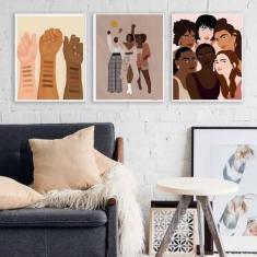 Kit 3 Quadros Decorativos Stop Racism 45X34Cm - Quadros On-Line