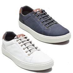 Kit 2 Pares Sapatenis Casual Masculino Cadarço e Sola Borracha Costurada