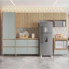 Cozinha 6 Peças 7 Portas 7 Gavetas Nichos Forno Ripado Rainha 100% Mdf