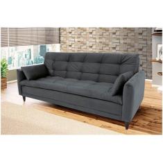 Sofá-cama Casal 3 Lugares Reclinável Suede Linoforte Estela, Grafite, 