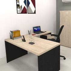 Mesa Reta Natus 40mm 110 cm 60 cm Bramov Móveis Preto/Geneve