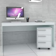 Conjunto Home Office com Escrivaninha e Gaveteiro Office Espresso Móveis Branco TX