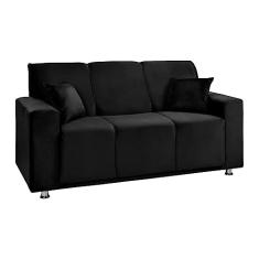 Sófa 3 Lugares Fixo Tokyo Veludo Preto - Speciale Home