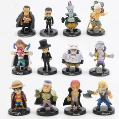Boneco de ação Beculerty One Piece Luffy PVC 12 unidades/conjunto 4,5-5.