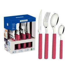 Faqueiro Bliss 16 Peças em Aço Inox e Cabos de Polipropileno Magenta Tramontina 29899/138