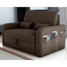 Sofá Cama Com Baú Luka Veludo Marrom