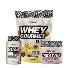 Kit Whey Protein Refil + Creatina 300g + bcaa 100 cáps Gourmet - fn Forbis Nutrition