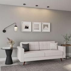 Sofá 3 Lugares Pé Palito Live Linho Cotton Cru