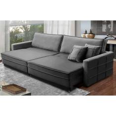 Sofá Retrátil e Reclinável 2,30m Karina Veludo Cinza Madelina Decor