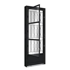 Porta de Aço de Giro com Postigo e Grade Mosaico 215x85cm Aço Pronto Riobras Preto