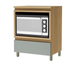 Balcão Forno 1 Gaveta Rainha 70cm 100 MDF - Nesher, Nature/Verde