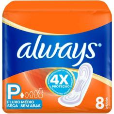 Absorvente Always Seca Tamanho P Sem Abas 8 Unidades