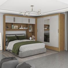 Guarda-roupa Casal Modulado 4 Portas Santiago com Espelho 3 Portas 5 Gavetas
