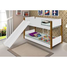 Beliche Infantil Com Escorregador Branca E Mel Branco