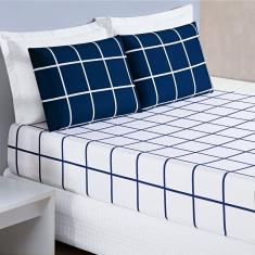 Jogo De Cama Lençol 200 Fios Austin King 03 Peças - Marinho