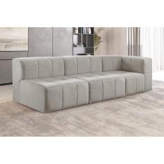 Sofá Box 3 Lugares Bouclé 258cm X 65cm X 86cm Cinza
