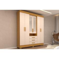 Guarda Roupa 6 Portas (2 C- Espelho) E 9 Gavetas Débora Nature-off White - Acp