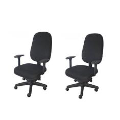 Kit 2 Unidades Cadeira Escritório Diretor Giratória com Braço Reguláve