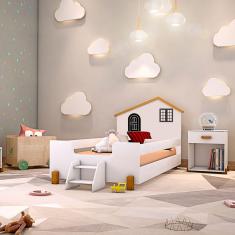 Cama Montessoriana Infantil Preta Branca E Mel Branco