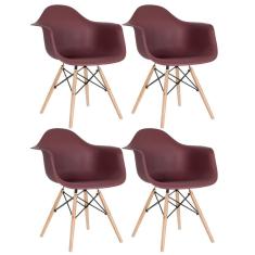 KIT - 4 x cadeiras Charles Eames Eiffel DAW com braços - Base de madeira clara -