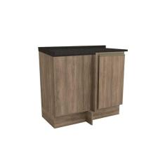 Balcão de Cozinha Modulado Maxxi G748 Canto Reto 1 Porta c/Tampo 80cm Nogal/Preto Brilho - Kappesberg