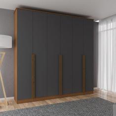 Guarda Roupa Casal 231x230cm 6 Portas 3 Gavetas Haia Carvalho Vermontt/Grafite