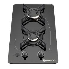 Cooktop 2 Bocas a Gás Braslar Pop com Mesa de Vidro Preto 127V/220V