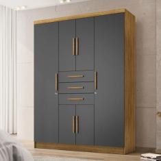 Guarda-Roupa Casal Taurus 6 Portas 3 Gavetas Nature/Alasca - Pnr Móvei