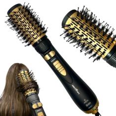 Escova britânia secadora rotativa potente 1300w bivolt, Preto e Dourad