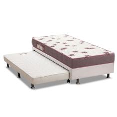 Cama Box C/Auxiliar Solteiro: Colchão Espuma Ortobom D28 Light + Base Crc Courano White(88X188)