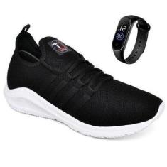 Tênis Ravino Esportivo Academia Caminhada Dia a Dia + Relógio Digital Masculino-Masculino