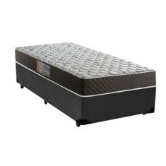 Cama Box Solteiro Colchão Mola Bonnel Belos Sonhos + Box Sintético 60x88x188 Marrom