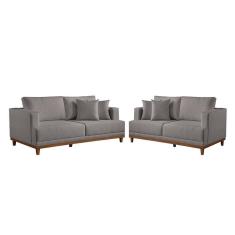 Conjunto Sofás 2 E 3 Lugares Fixo Linho M-175 Martins Cinza