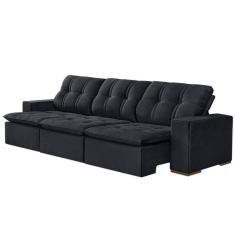 Sofá Vic Retrátil E Reclinável 2 Modulos De 1,00 E Braço De 0,25 Cm Total 2,50 Veludo Preto