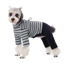 Casaco de inverno para cães, casacos quentes de algodão para clima frio, pijamas listrados de gola redonda, macacão para cães de manga comprida, roupas de inverno para cães pequenos e médios, macacão