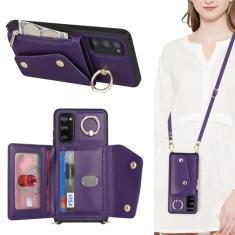 Lipvina Capa para Samsung Galaxy S20 FE com suporte para cartão e alça - Bolso com zíper, alça transversal, suporte para cartão de crédito, anel de suporte, linda capa carteira de telefone para