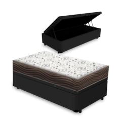 Cama Box Baú + Colchão de Solteiro Ortobom D45 Iso 150 88x188x60cm, Pr