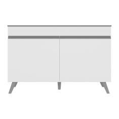 Balcão Cozinha Gabinete Pia 120cm 2 Portas Veneza Multimóveis V3738 Branco/preto Branco/preto