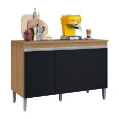 Balcão Para Pia Manu 120 Cm Amendoa Preto Ajl